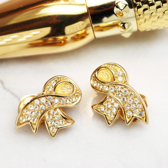 Vintage Christian Dior Crystal Encrusted Earrings - Picture 11 of 16